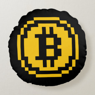 Bitcoin BTC 8-Bitrundes Wurfs-Kissen logo-| Rundes Kissen