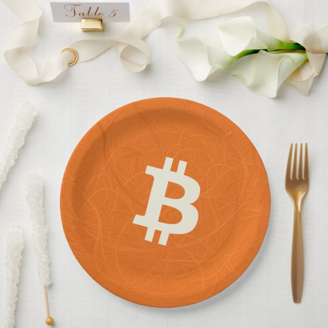Bitcoin Classic Orange (Neuron) Pappteller (Hochzeit)
