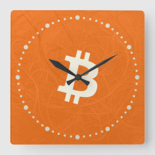 Bitcoin Classic Orange (Neuron) Quadratische Wanduhr