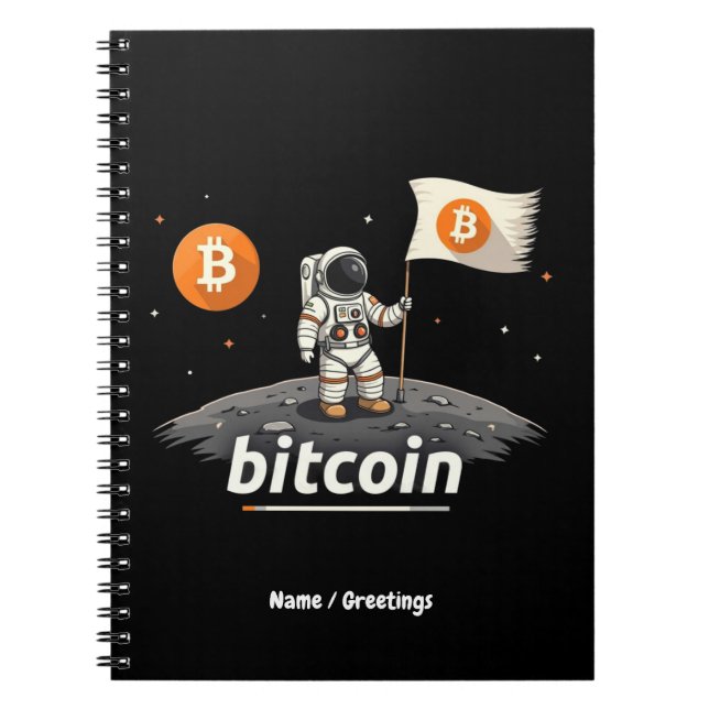 Bitcoin Crypto Moon Astronaut Design BTC Notizblock (Vorderseite)