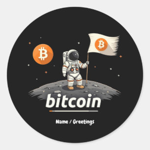 Bitcoin Crypto Moon Astronaut Design BTC Runder Aufkleber