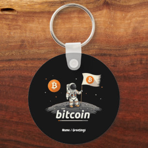 Bitcoin Crypto Moon Astronaut Design BTC Schlüsselanhänger