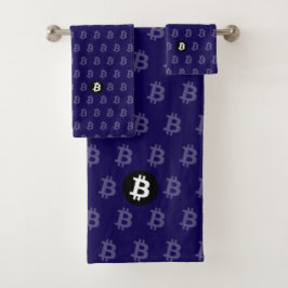 Bitcoin Dark Blue Badhandtuch Set