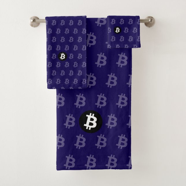 Bitcoin Dark Blue Badhandtuch Set (Insitu)