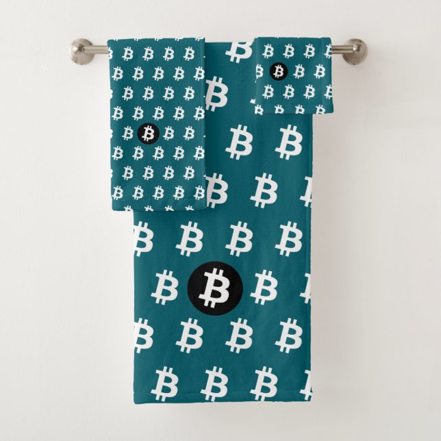 Bitcoin Dark Teal Badhandtuch Set (Insitu)