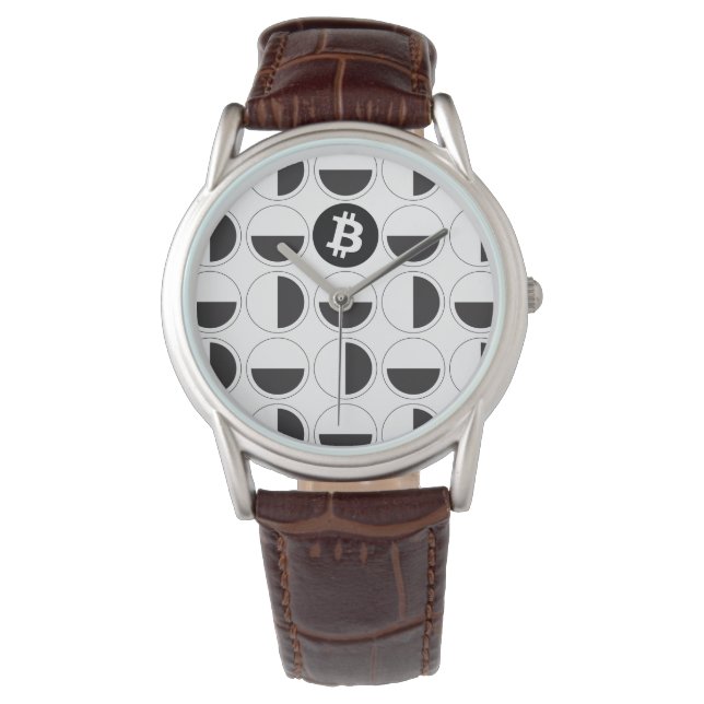 Bitcoin Designer Schwarz & Weiß Armbanduhr (Vorderseite)