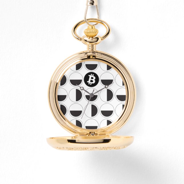 Bitcoin Designer Schwarz & Weiß Armbanduhr (Vorderseite)