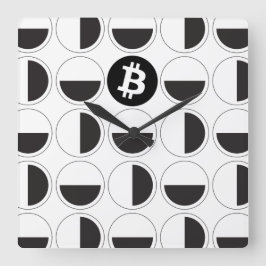Bitcoin Designer Schwarz & Weiß Quadratische Wanduhr