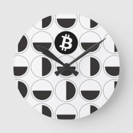 Bitcoin Designer Schwarz & Weiß Runde Wanduhr