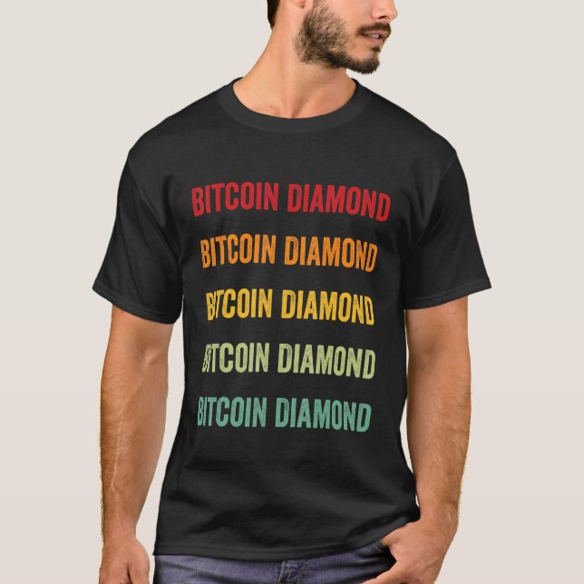Bitcoin Diamond Crypto Rainbow Text Design T-Shirt (Vorderseite)