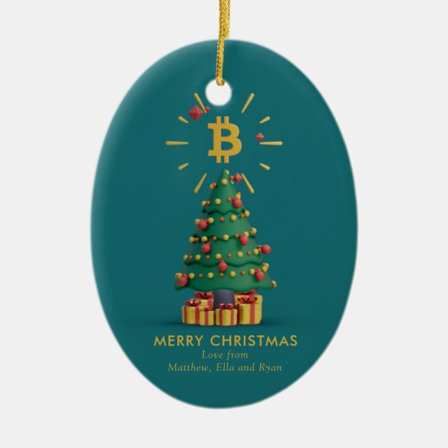 Bitcoin Frohe Weihnachts-Kryptowährung Individuell Keramik Ornament (Vorne)