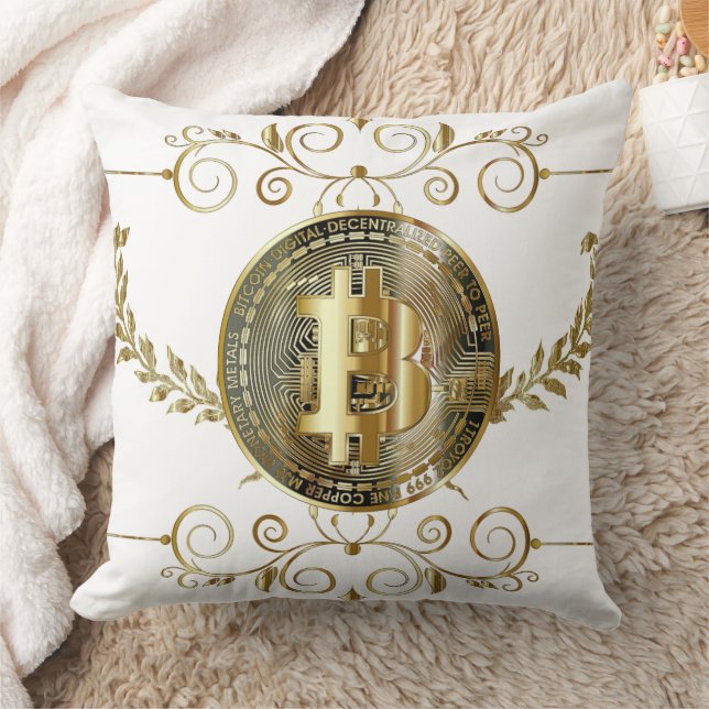 Bitcoin Gold Coin Digital Money Weiß Kissen (Decke)
