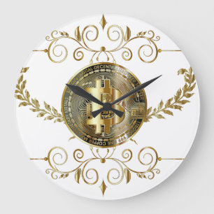 Bitcoin Gold Coin Money Große Wanduhr