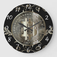 Bitcoin Gold Counter Black Money Design Round Cloc