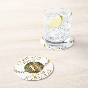 Bitcoin Gold Counter Krypto Money Weiß Runder Pappuntersetzer