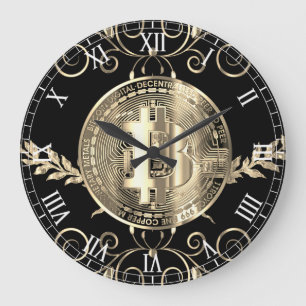 Bitcoin Goldmünze Geld Design Große Wanduhr