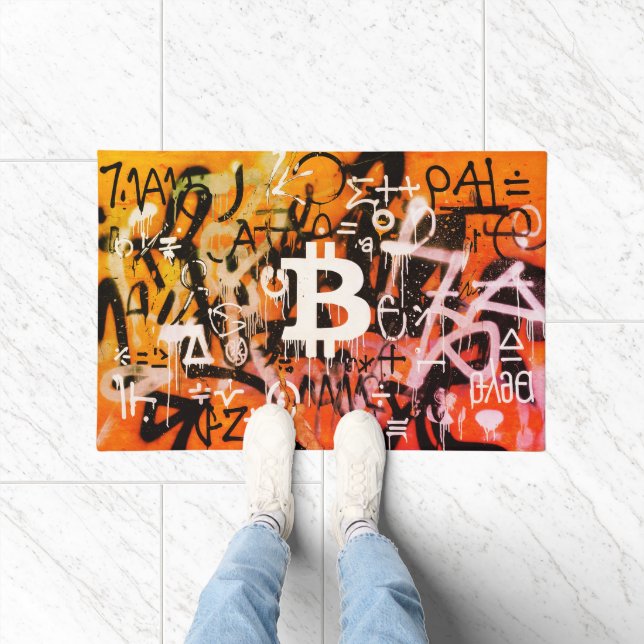 "Bitcoin Graffiti" (Stil #3) Street Art Fußmatte (Indoor)