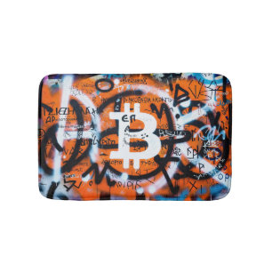 "Bitcoin Graffiti" (Stil #4) Street Art Badematte