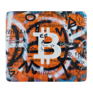 "Bitcoin Graffiti" (Stil #4) Street Art Schneidebrett