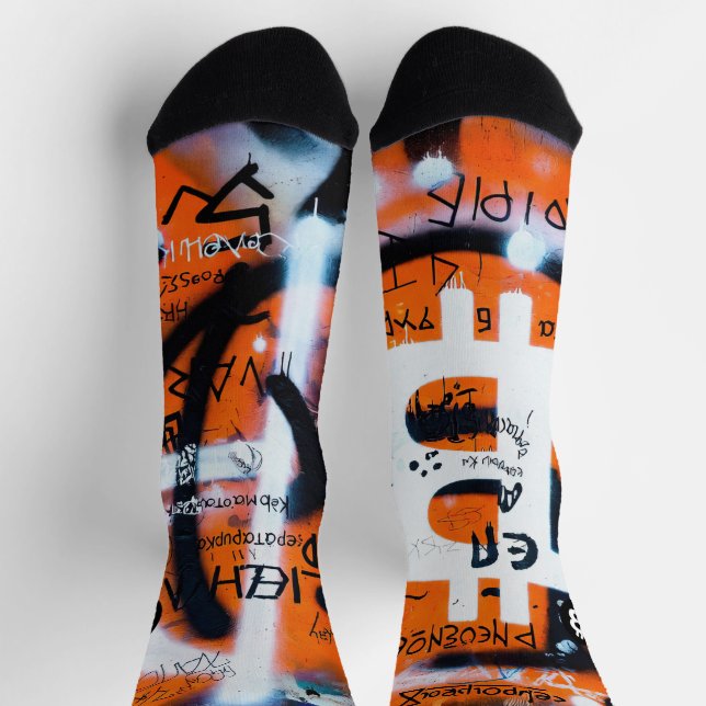 "Bitcoin Graffiti" (Stil #4) Street Art Socken (Oben)