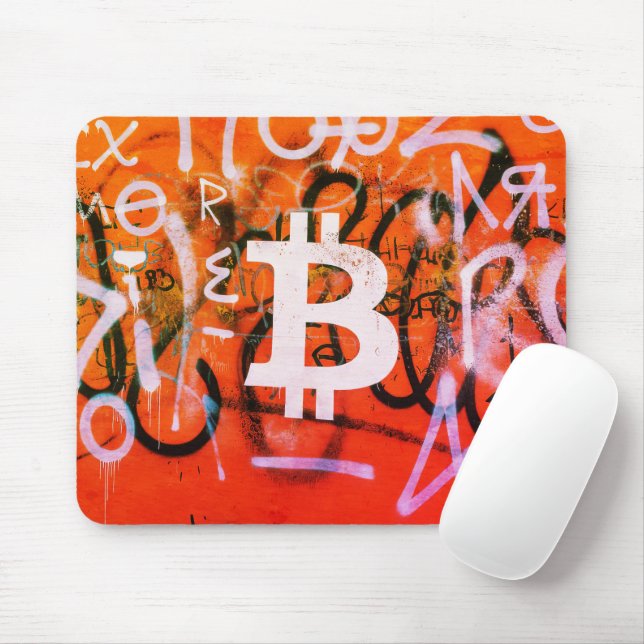 "Bitcoin Graffiti" (Stil #9) Street Art Mousepad (Mit Mouse)