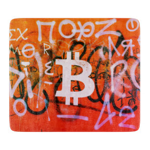 "Bitcoin Graffiti" (Stil #9) Street Art Schneidebrett