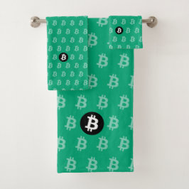 Bitcoin Green-Blue (Style 2) Badhandtuch Set
