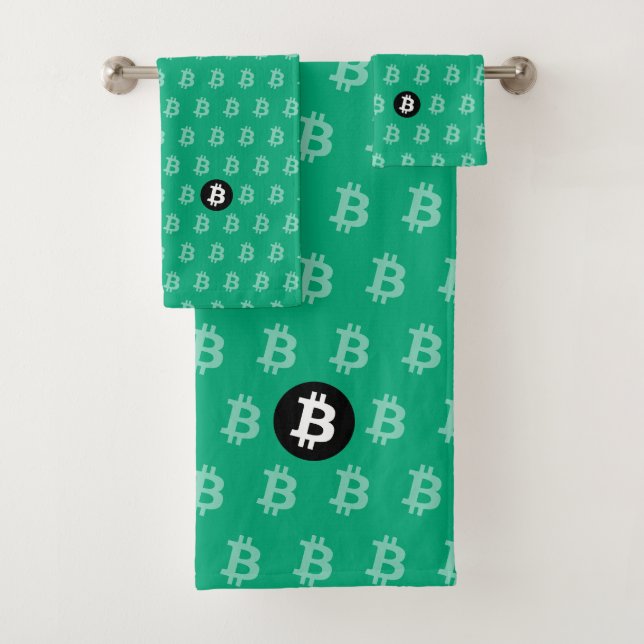Bitcoin Green-Blue (Style 2) Badhandtuch Set (Insitu)