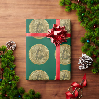 Bitcoin Green Wrapping Paper Geschenkpapier