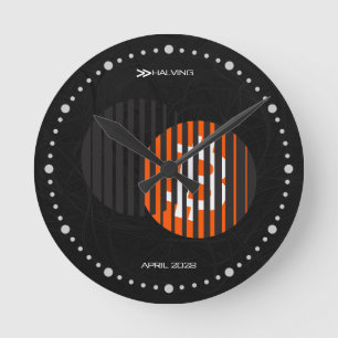Bitcoin Halving 2028 (Stil: 1 / Klassisches Orange Runde Wanduhr