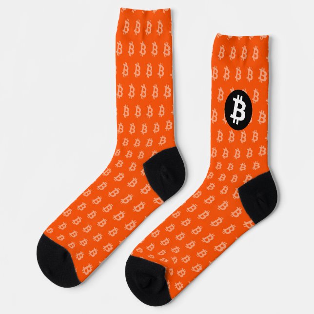 Bitcoin Hellorange (Stil 2) Socken (Linkes Detail)
