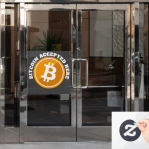 Bitcoin hier akzeptiert - digitale Kryptowährung Fensteraufkleber