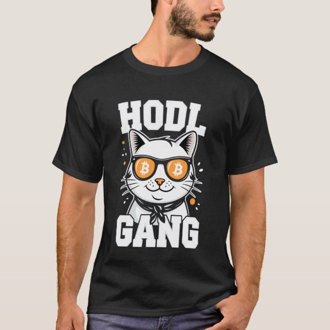 Bitcoin HODL Katze T-Shirt (Vorderseite)