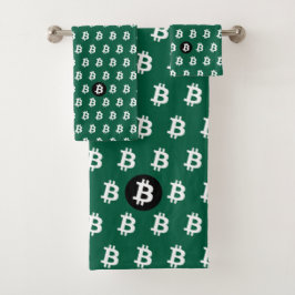Bitcoin Hunter Green Badhandtuch Set