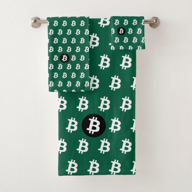 Bitcoin Hunter Green Badhandtuch Set (Insitu)