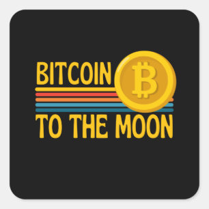 Bitcoin in die Mondblutdruckwährung Quadratischer Aufkleber
