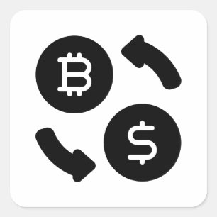Bitcoin in US-Dollar-Symbole Quadratischer Aufkleber