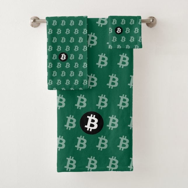 Bitcoin Jäger Grün (Stil 2) Badhandtuch Set (Insitu)