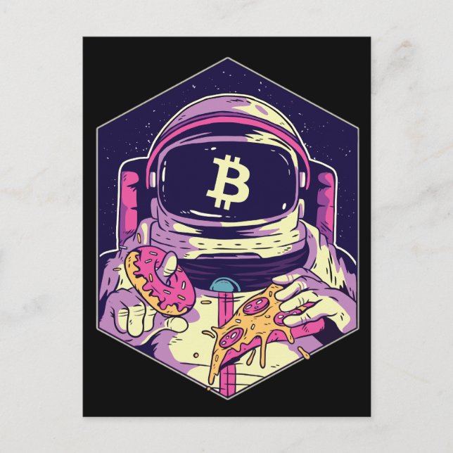 BITCOIN-Krypto-Astronautin Postkarte (Vorderseite)