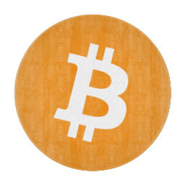 Bitcoin-Kryptowährung-Logo Schneidebrett