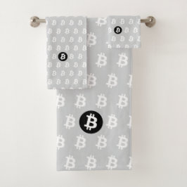 Bitcoin Light Grey Badhandtuch Set