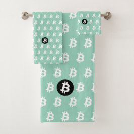 Bitcoin Light Teal Badhandtuch Set