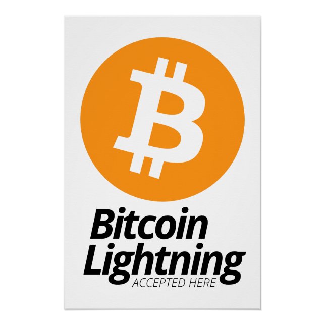 Bitcoin Lightning wird hier akzeptiert Poster (Vorderseite)