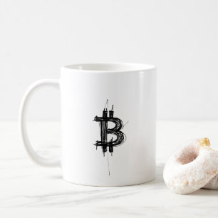 Bitcoin Line Art Logo (Schwarz ₿) Kaffeetasse