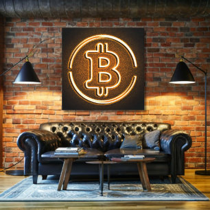 BITCOIN LOGO auf Leinwand Bürodekoration Kryptokun