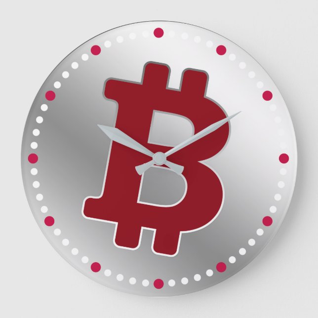 Bitcoin-Logo-Grafik-Geschäft, Bürowand Große Wanduhr (Vorderseite)