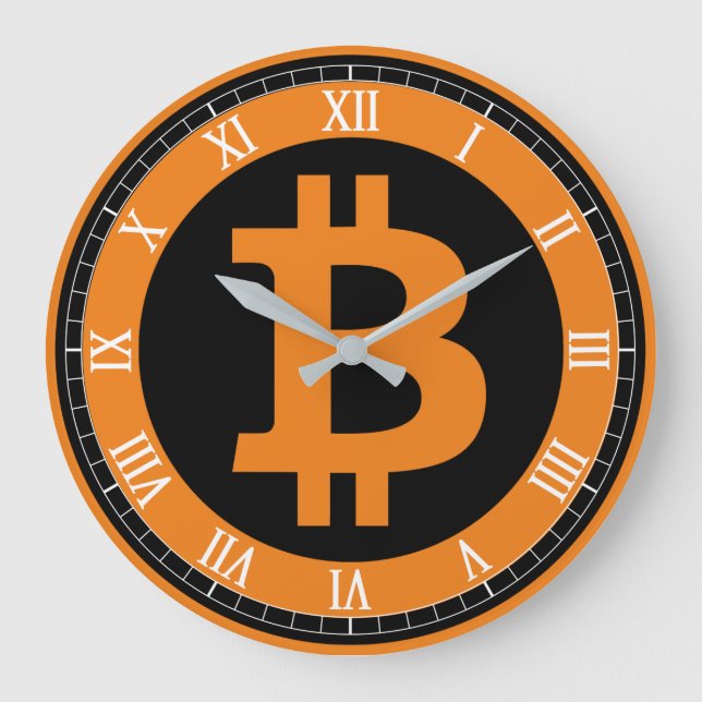 Bitcoin-Logo-Grafik-Geschäft, Bürowand Große Wanduhr (Vorderseite)