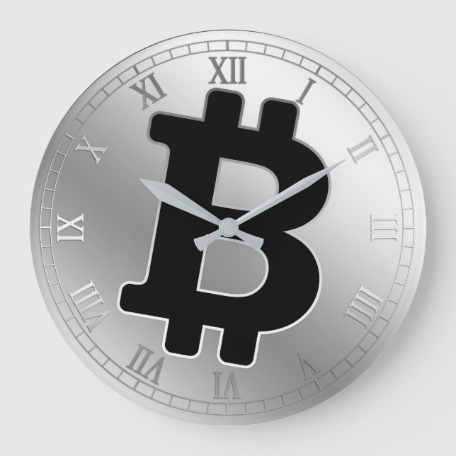 Bitcoin-Logo-Grafik-Geschäft, Bürowand Große Wanduhr (Vorderseite)