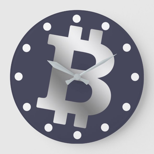 Bitcoin-Logo-Grafik-Geschäft, Bürowand Große Wanduhr (Vorderseite)