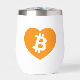 Bitcoin-Logo in der Herzkältetasche